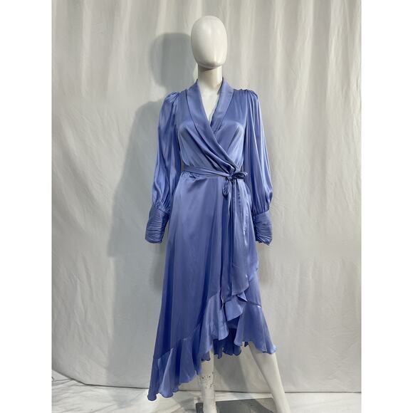 Zimmermann Silk Satin Wrap Midi Dress Size 3 - Picture 2 of 5